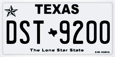 TX license plate DST9200