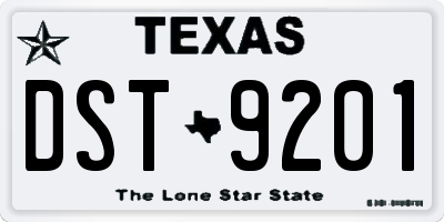TX license plate DST9201
