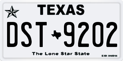 TX license plate DST9202