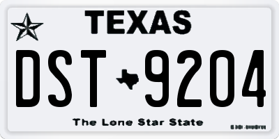 TX license plate DST9204