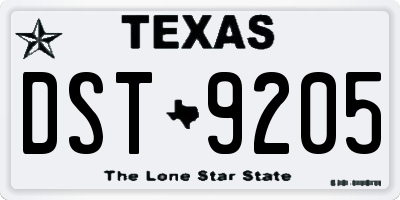 TX license plate DST9205