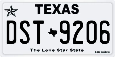 TX license plate DST9206