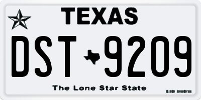 TX license plate DST9209