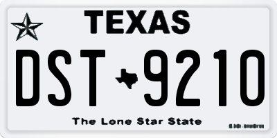 TX license plate DST9210