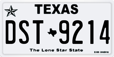 TX license plate DST9214
