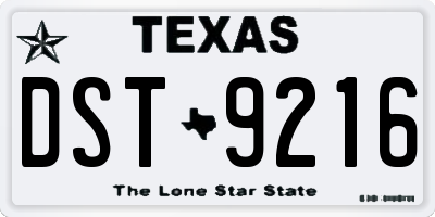 TX license plate DST9216