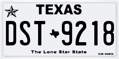 TX license plate DST9218
