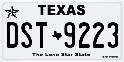 TX license plate DST9223
