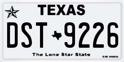 TX license plate DST9226