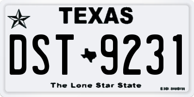 TX license plate DST9231