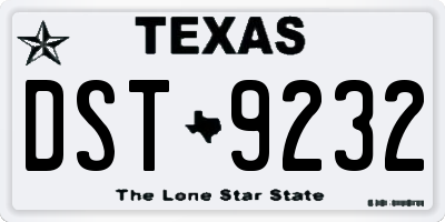 TX license plate DST9232