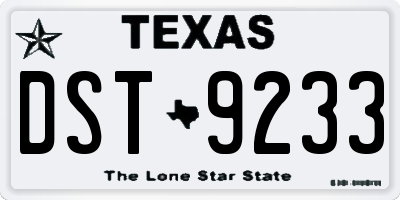 TX license plate DST9233