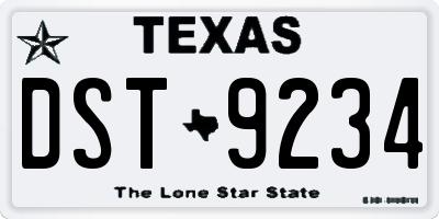 TX license plate DST9234
