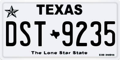 TX license plate DST9235