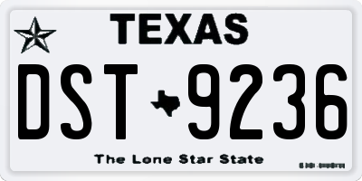 TX license plate DST9236