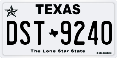 TX license plate DST9240
