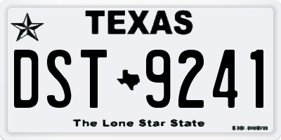 TX license plate DST9241