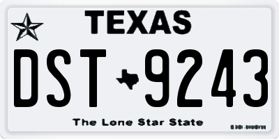 TX license plate DST9243