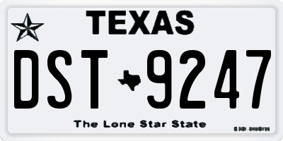 TX license plate DST9247
