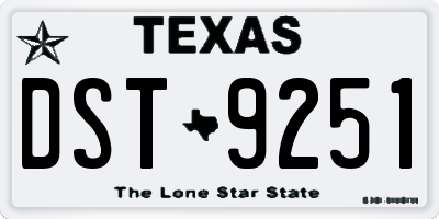 TX license plate DST9251