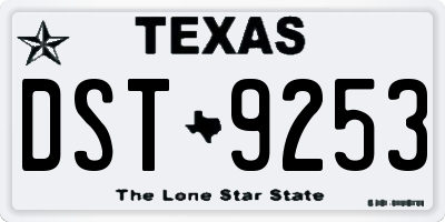 TX license plate DST9253