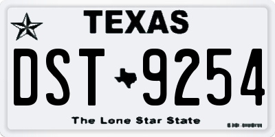 TX license plate DST9254