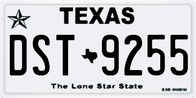 TX license plate DST9255