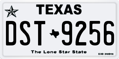 TX license plate DST9256