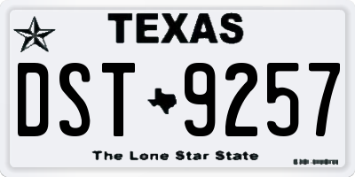 TX license plate DST9257