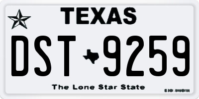 TX license plate DST9259