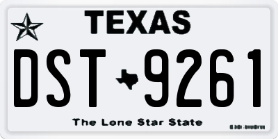 TX license plate DST9261