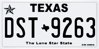 TX license plate DST9263