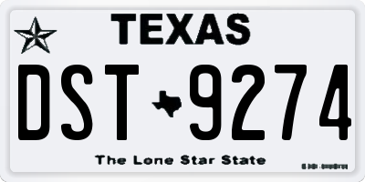TX license plate DST9274