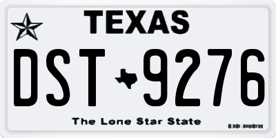 TX license plate DST9276