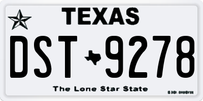 TX license plate DST9278