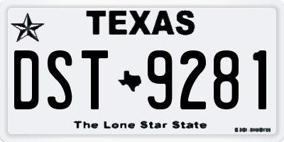 TX license plate DST9281