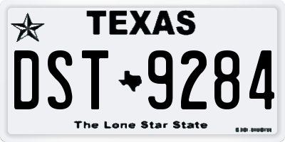 TX license plate DST9284