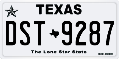 TX license plate DST9287