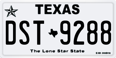 TX license plate DST9288