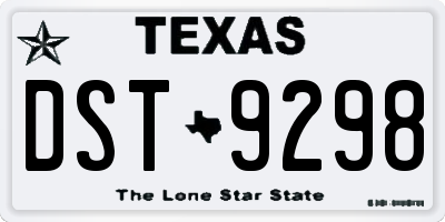 TX license plate DST9298