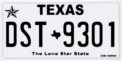 TX license plate DST9301