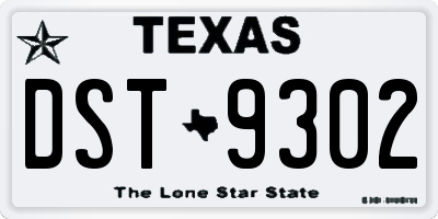 TX license plate DST9302