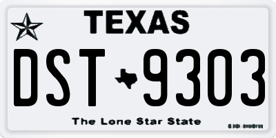 TX license plate DST9303