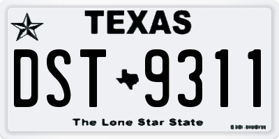 TX license plate DST9311