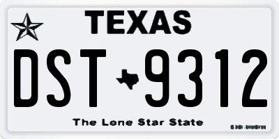 TX license plate DST9312