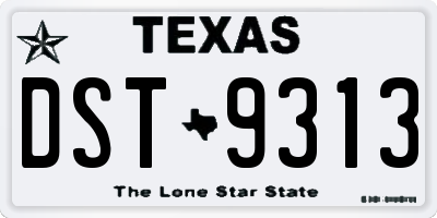 TX license plate DST9313