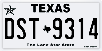 TX license plate DST9314