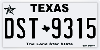 TX license plate DST9315