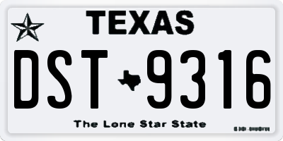 TX license plate DST9316