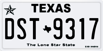 TX license plate DST9317